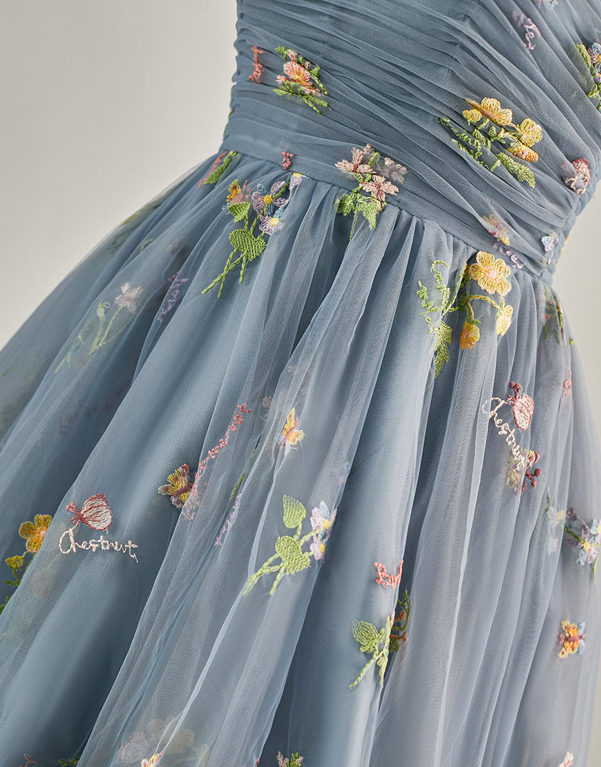 Cute Short Tulle Embroidery Homecoming Dress-LLELLA