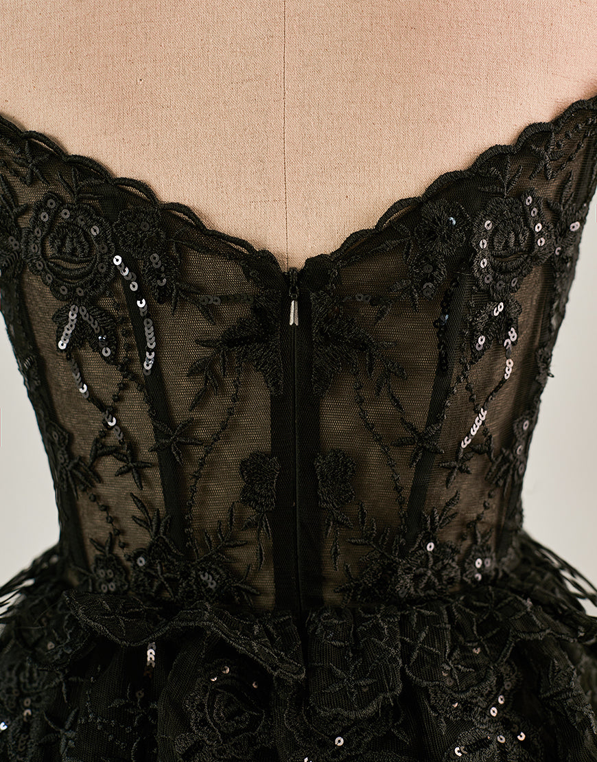 A-Line Lace Tiered Corset Homecoming Dress-LLELLA