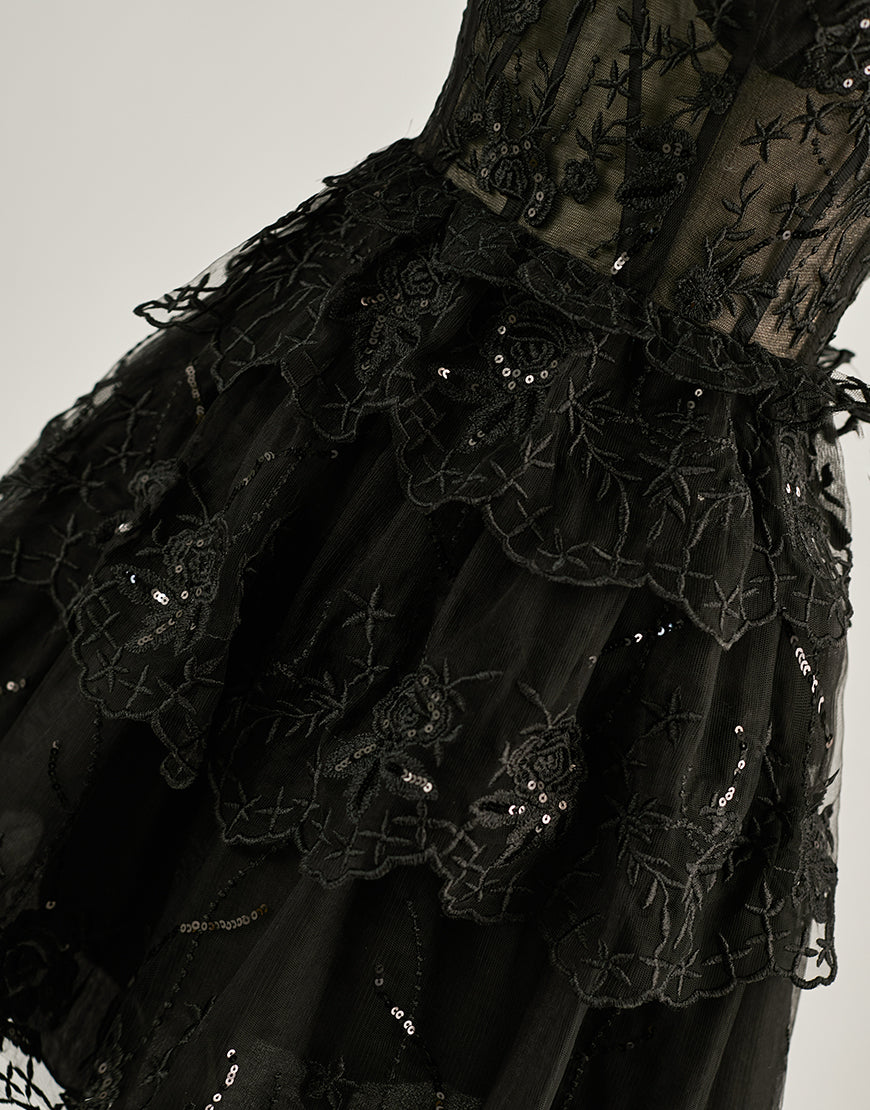 A-Line Lace Tiered Corset Homecoming Dress-LLELLA