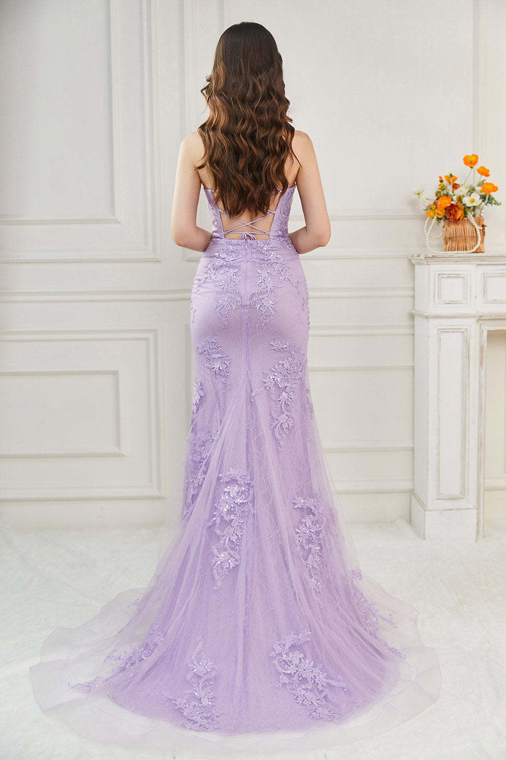 Long Mermaid Corset Prom Dress-LLELLA