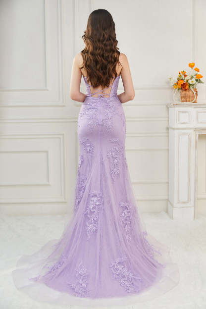 Long Mermaid Corset Prom Dress-LLELLA