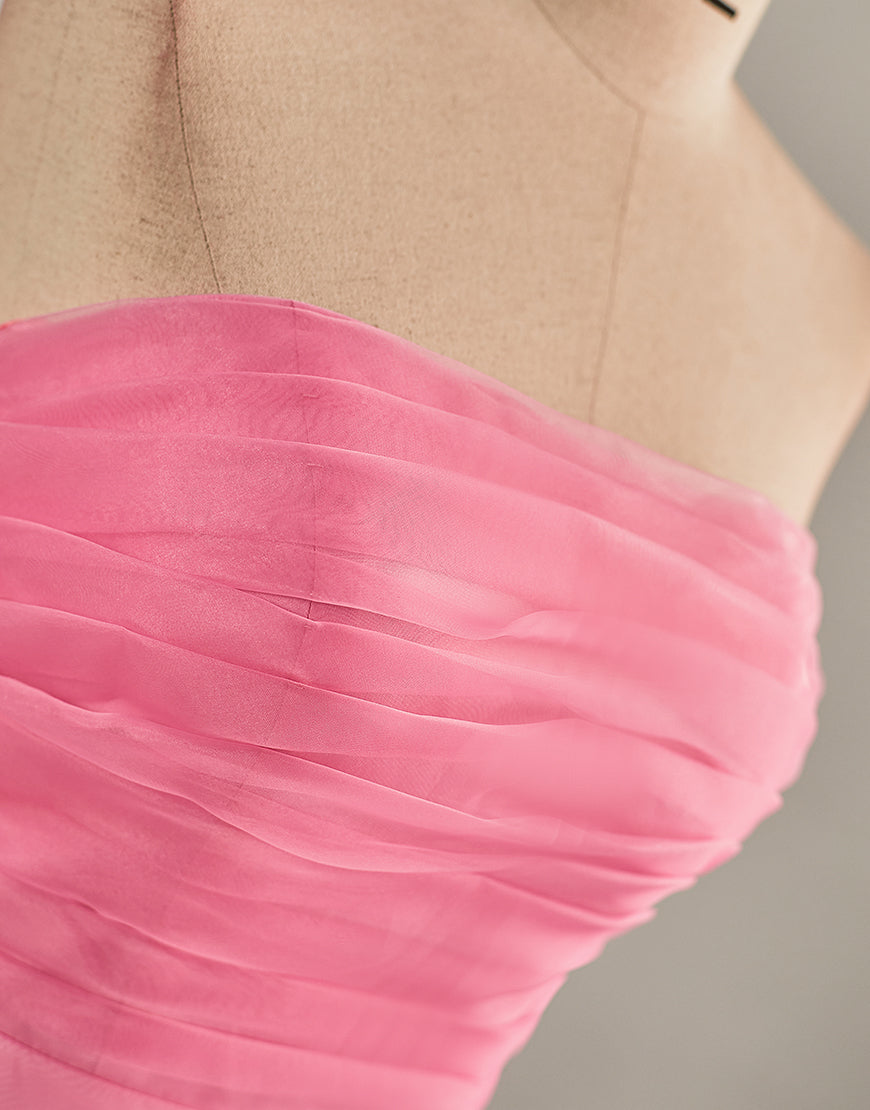 Tight Light Pink Strapless Homecoming Dress with Slit-LLELLA