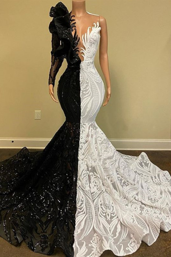 LLELLA Mix Color Mermaid Prom Dress Sequins Long-LLELLA