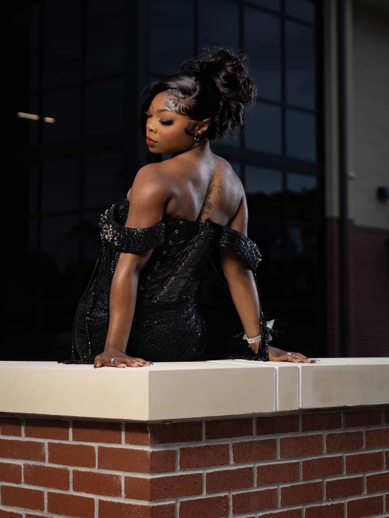 Black Crystal Fringe Off-Shoulder Sequin Mermaid Prom Dress