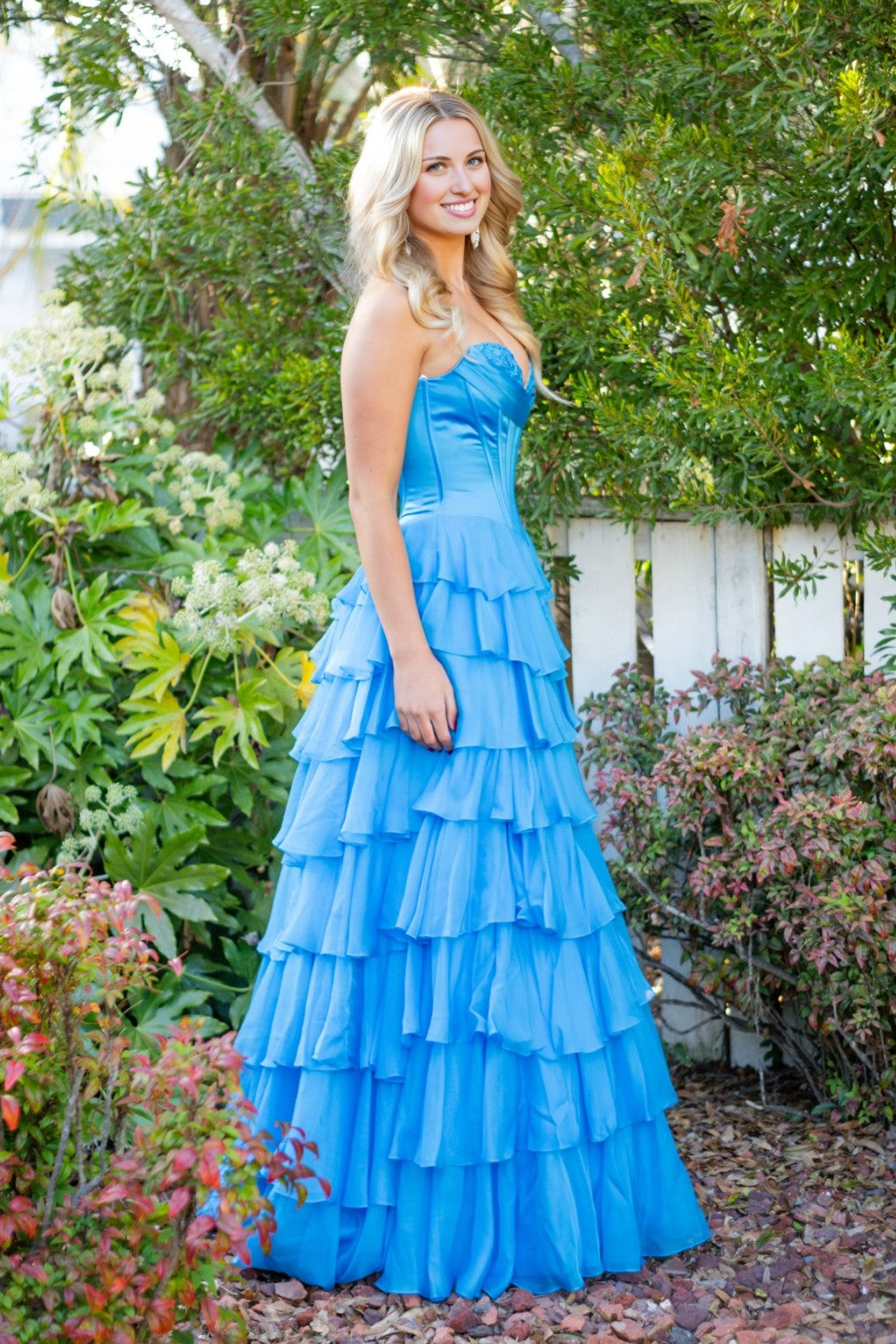 Blue Strapless Sweetheart Long Prom Dress-LLELLA