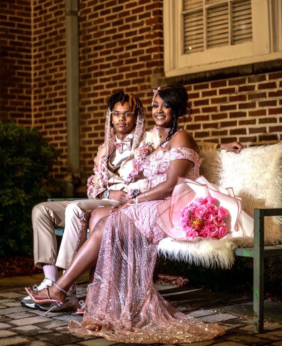 Blush Rose Gold Sequin Off-Shoulder Mermaid Prom Dress with 3D Floral Bodice & High Slit