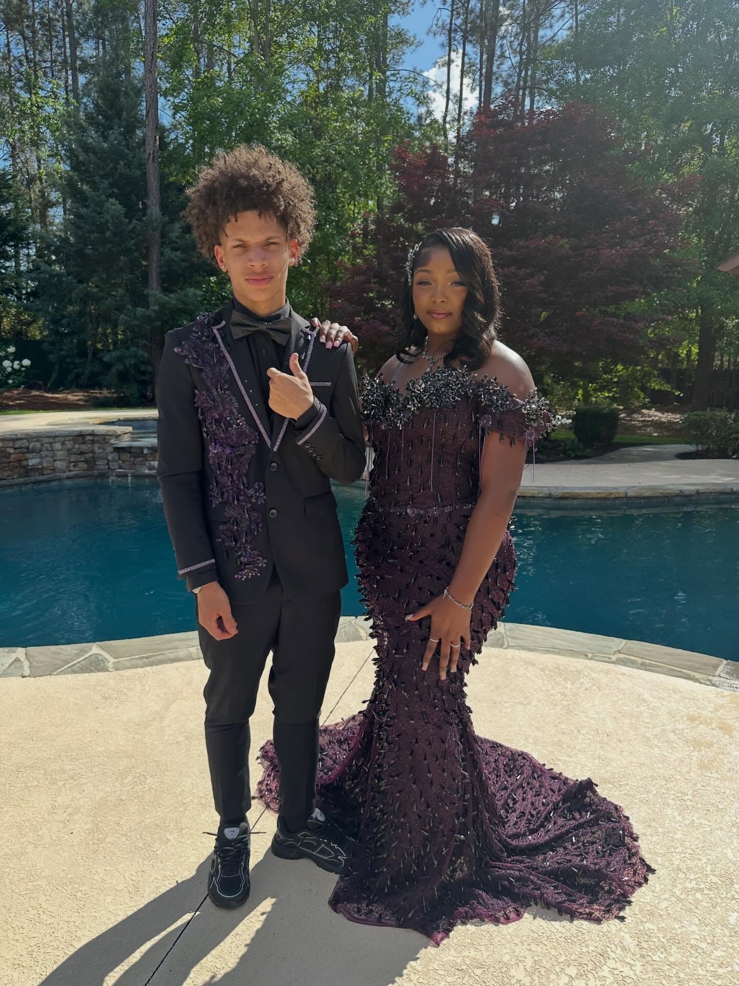 Deep Purple Off-Shoulder Beaded Mermaid Prom Dress-LLELLA