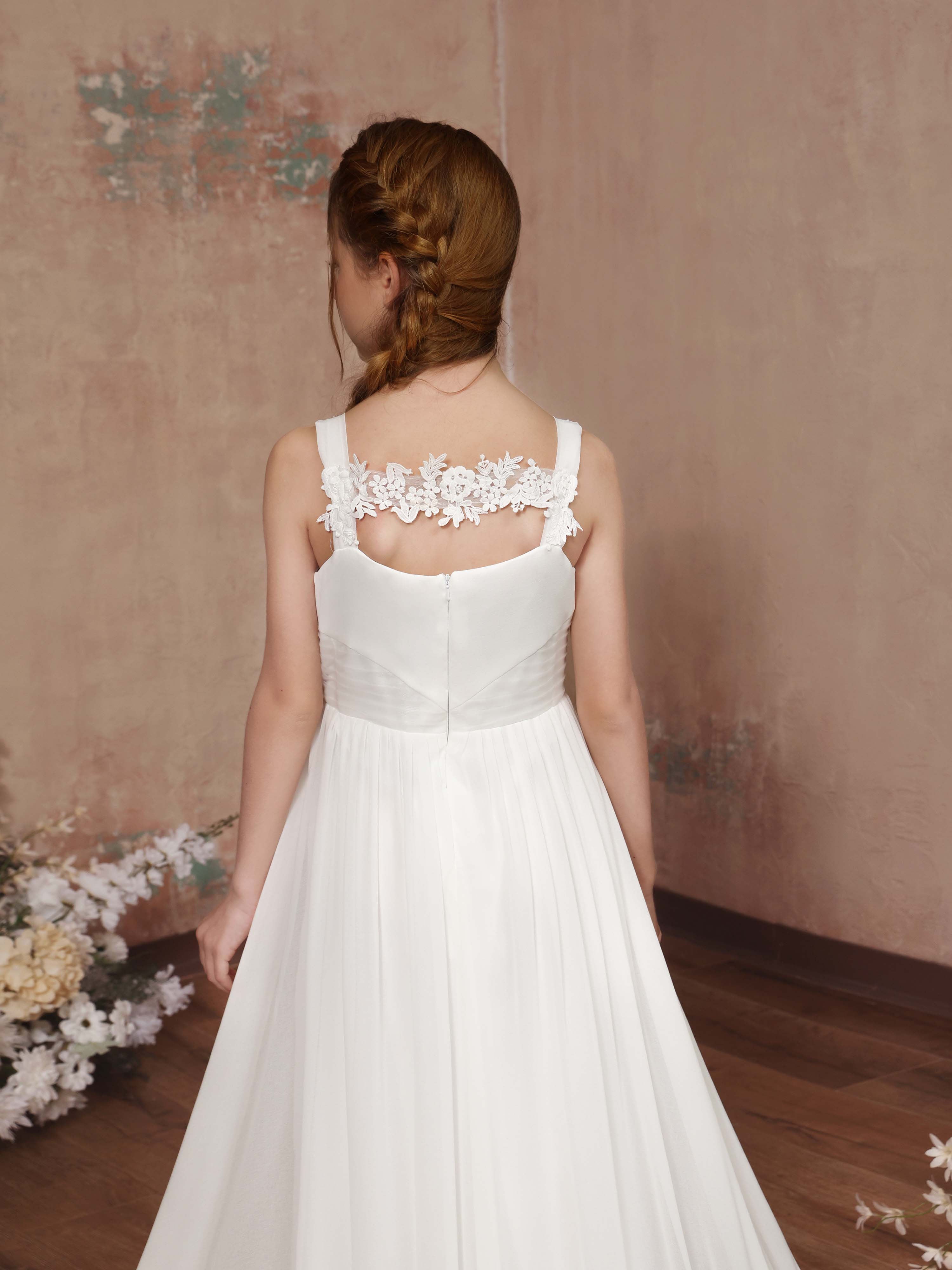 A-Line/Princess Tulle Sleeveless Square Neck Floor-Length Flower Girl Dresses