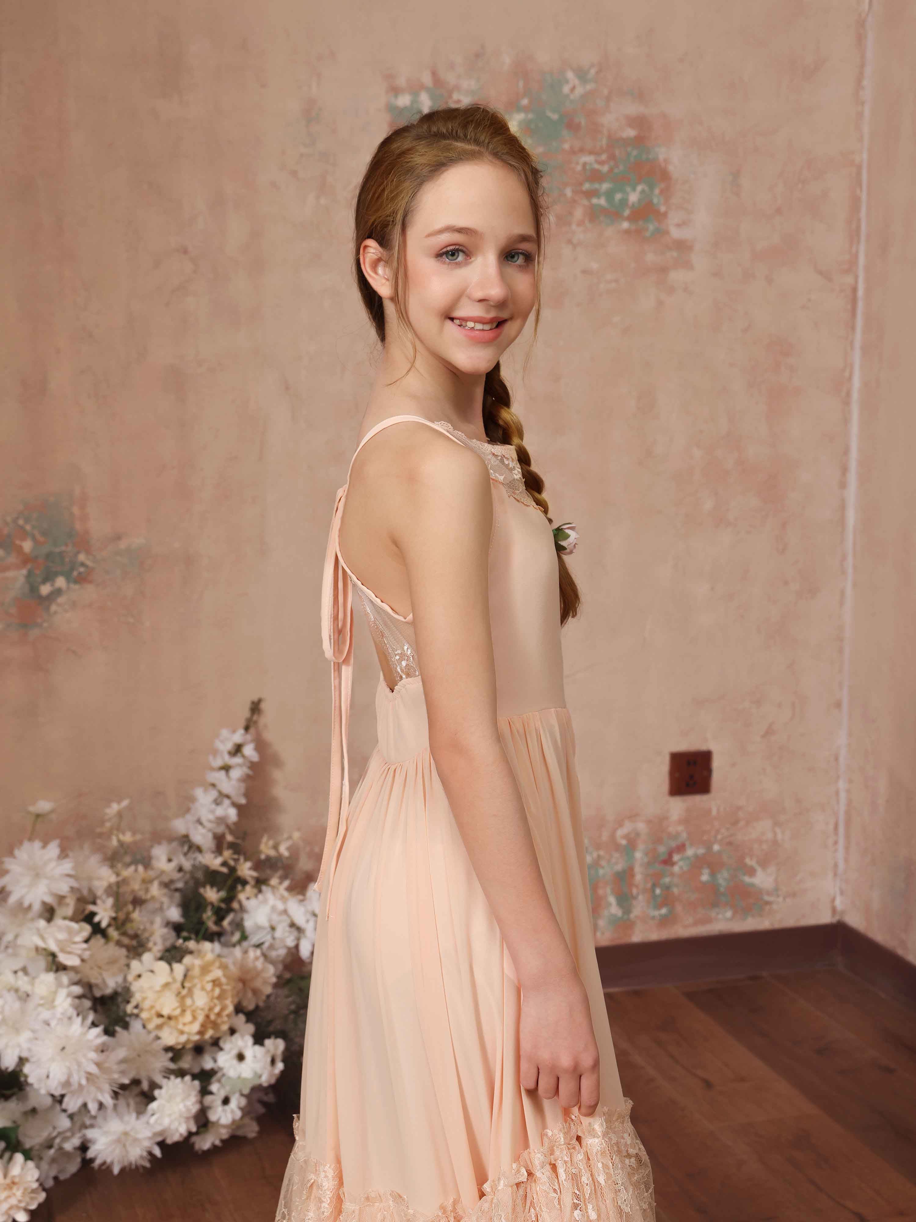 A-Line/Princess Chiffon Sleeveless Scoop Neck Floor-Length Flower Girl Dresses