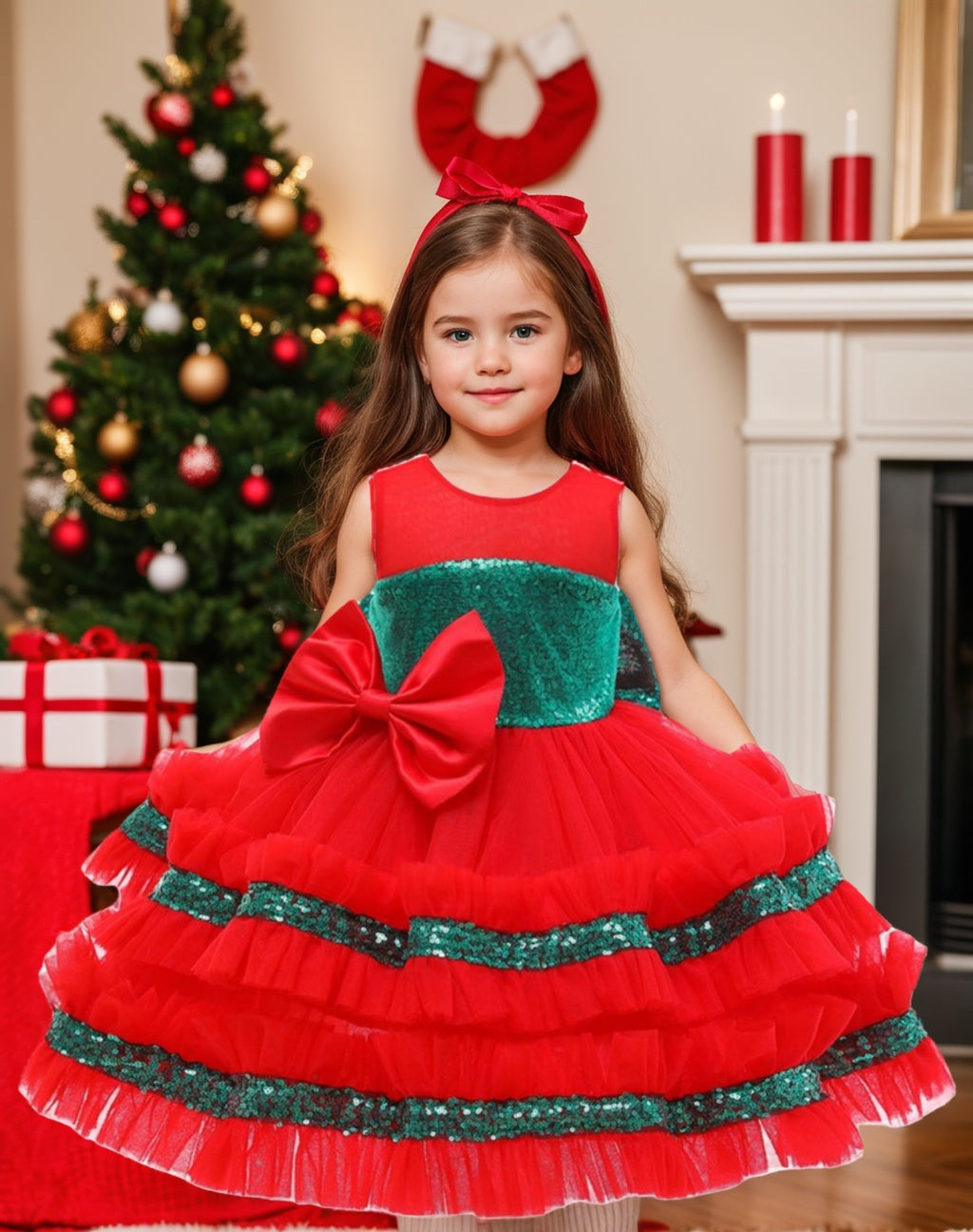 Ball-Gown Scoop Neck Sleeveless Knee-Length Flower Girl Dress with Bowknot & Lace Red