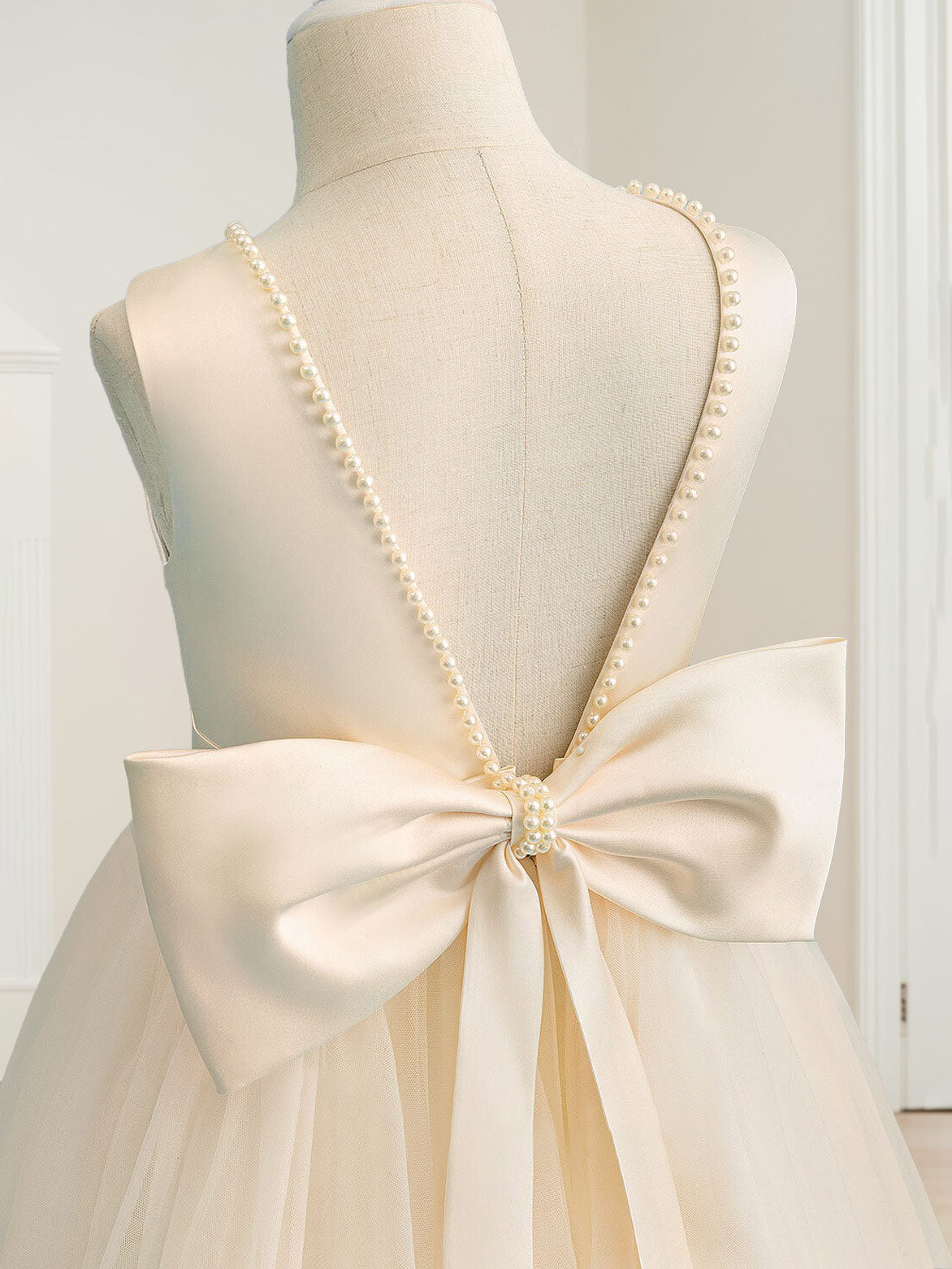 Ball Gown Scoop Neck Sleeveless Knee-Length Flower Girl Dress with Beads,Pearls & Bowknot Burgundy