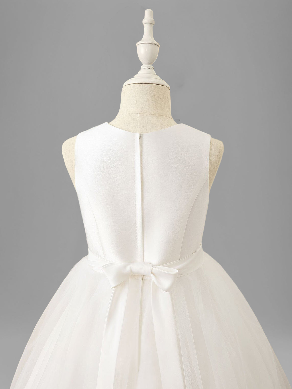A-Line/Princess Scoop Neck Sleeveless Tea-Length Flower Girl Dress with Bowknot Black