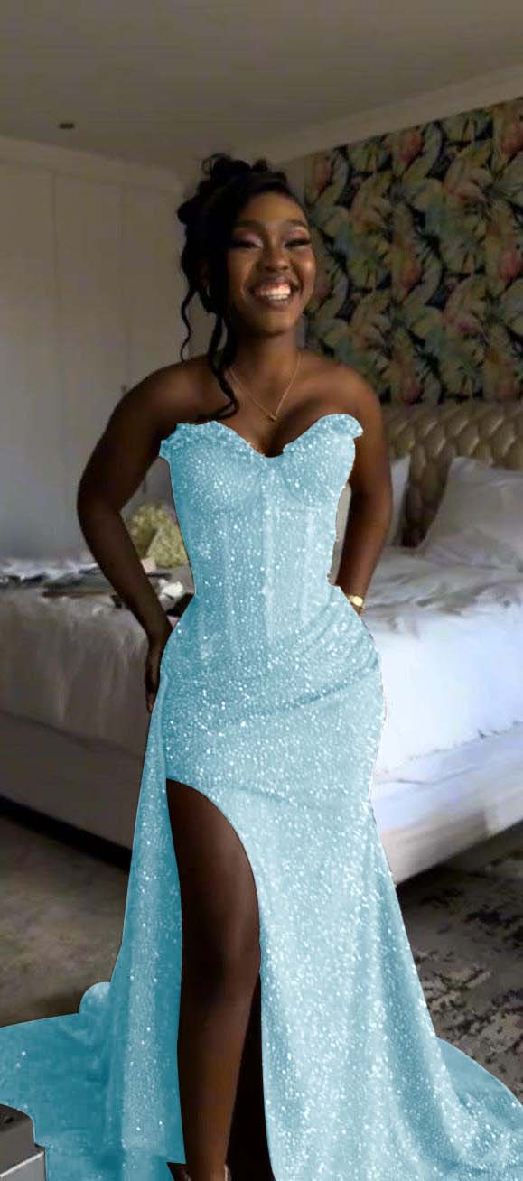 Sweetheart Sleeveless Long Mermaid Prom Dress With Split Sequin-LLELLA