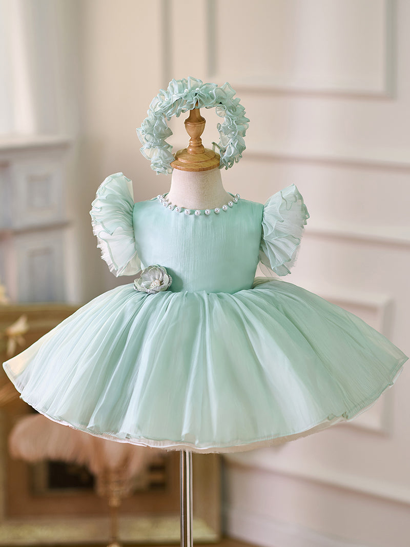 Organza Knee-length 1st Birthday Toddler Party Dress As Picture