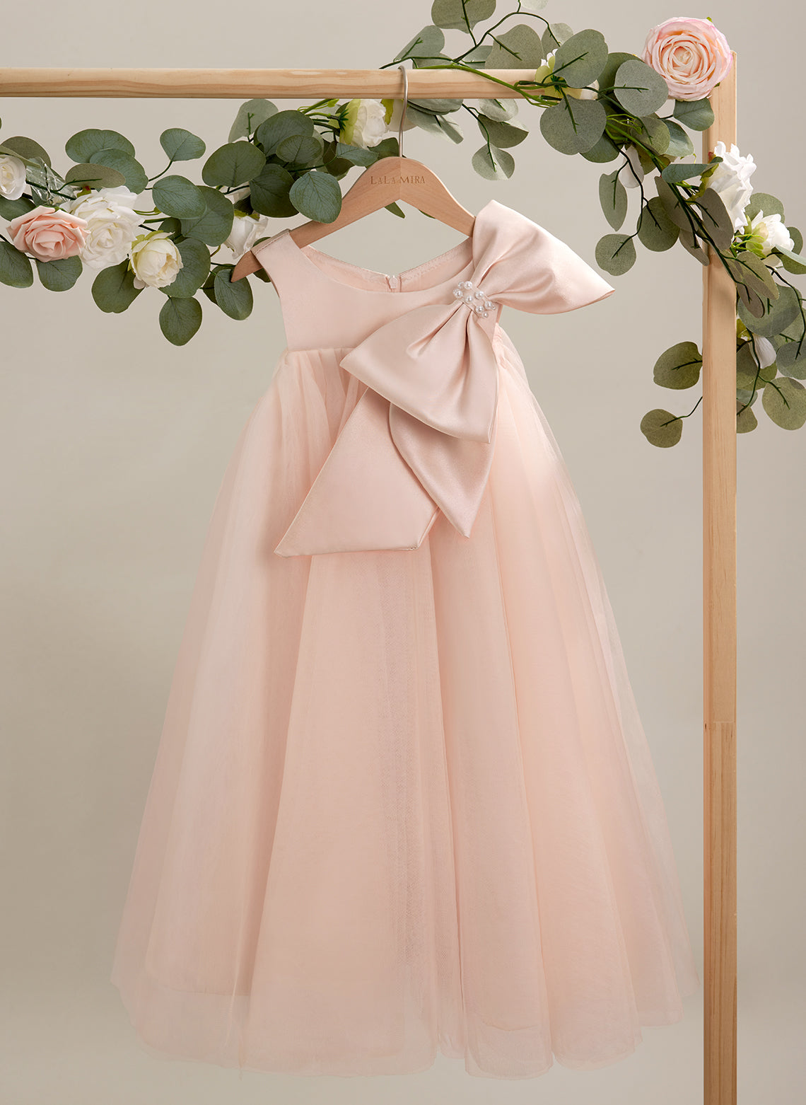 A-line Big Bow Tulle Tea-length Toddler Flower Girl Dress As Picture