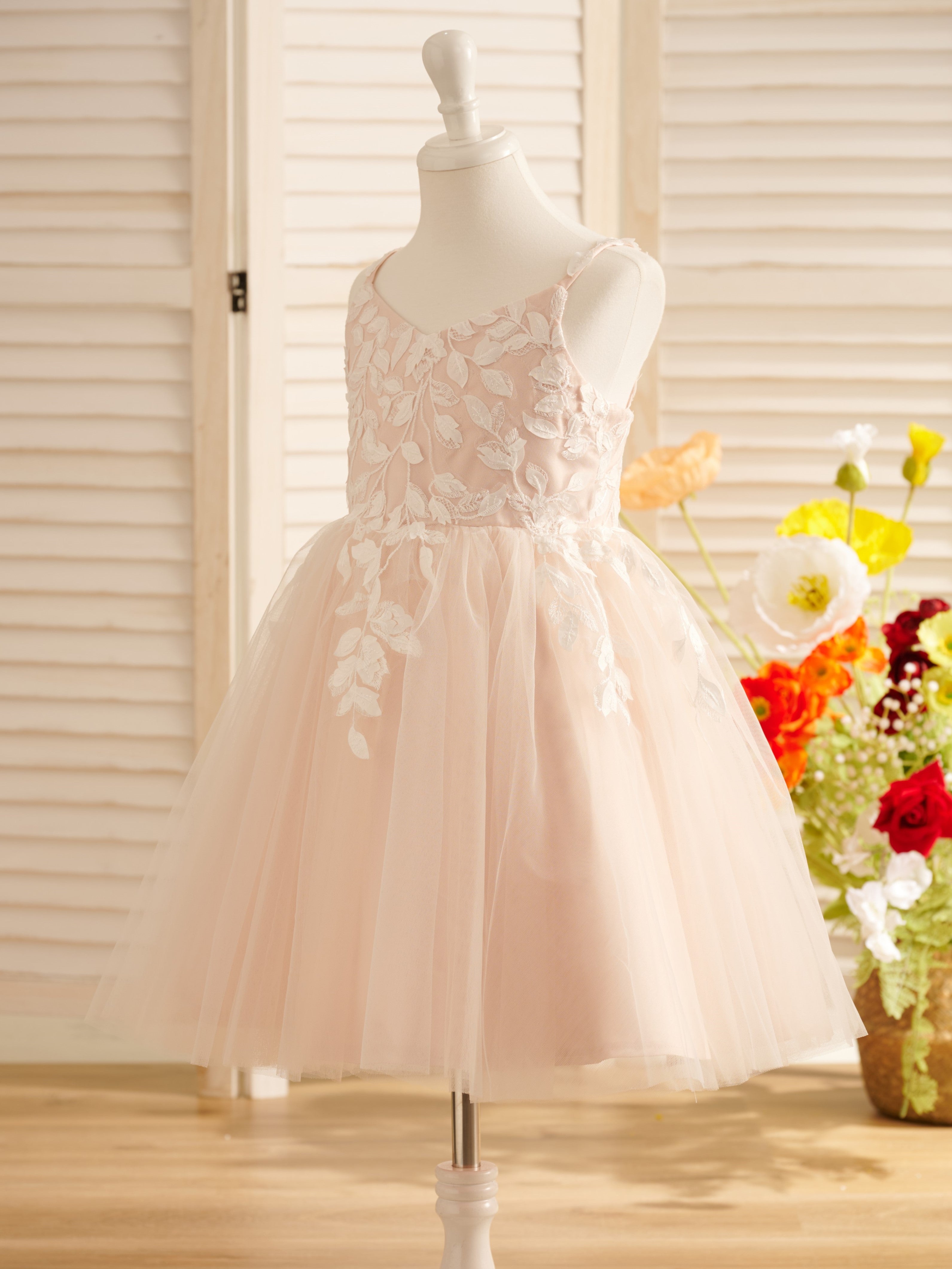 Tulle Knee-length Flower Girl Dress White