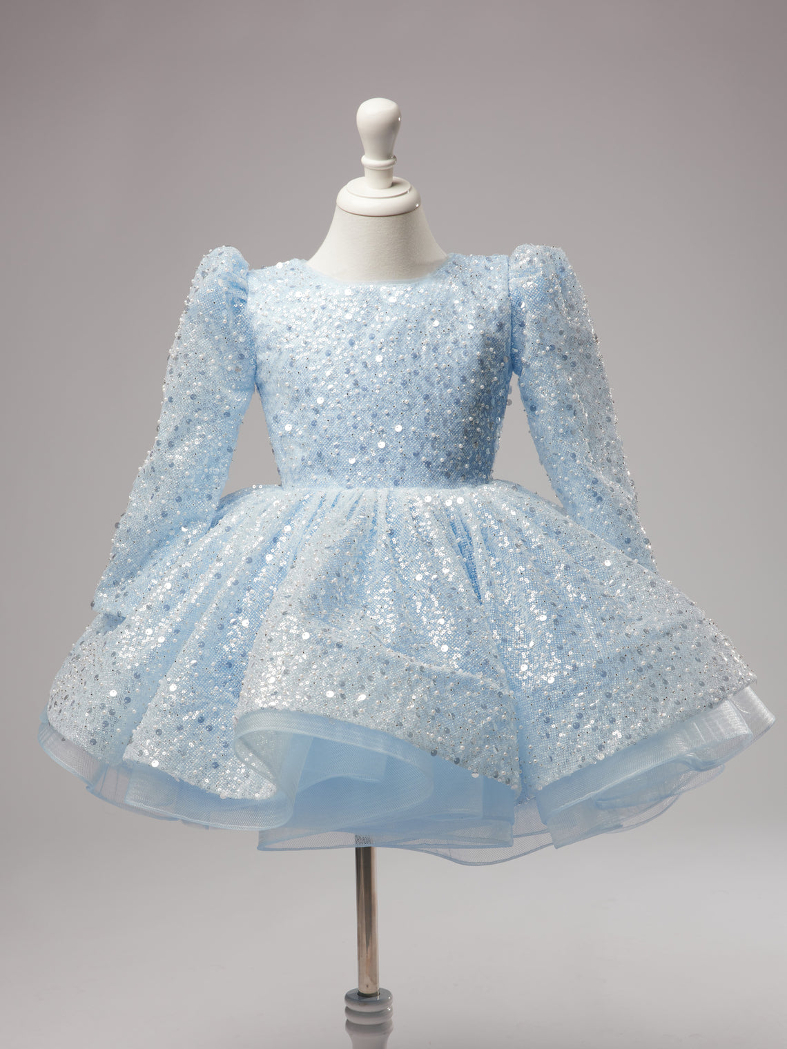 Tulle Knee-length Blue Dress Sky Blue