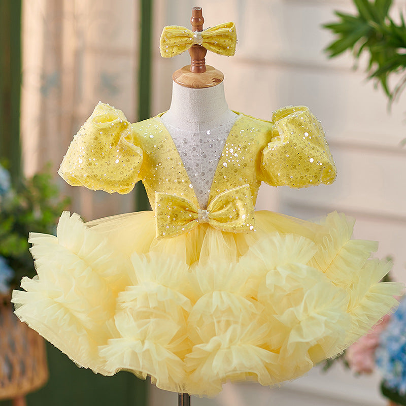 Sequins Tulle Knee-length Baby Girl Dress As Picture