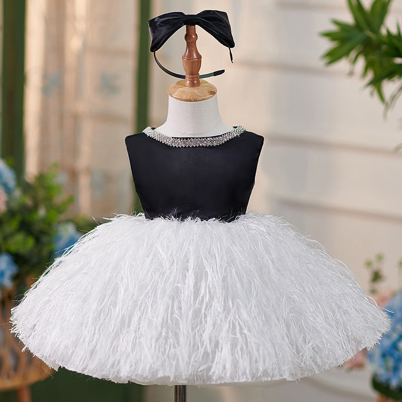 Satin Knee-length 1st Birthday Party Baby Girl Dress White