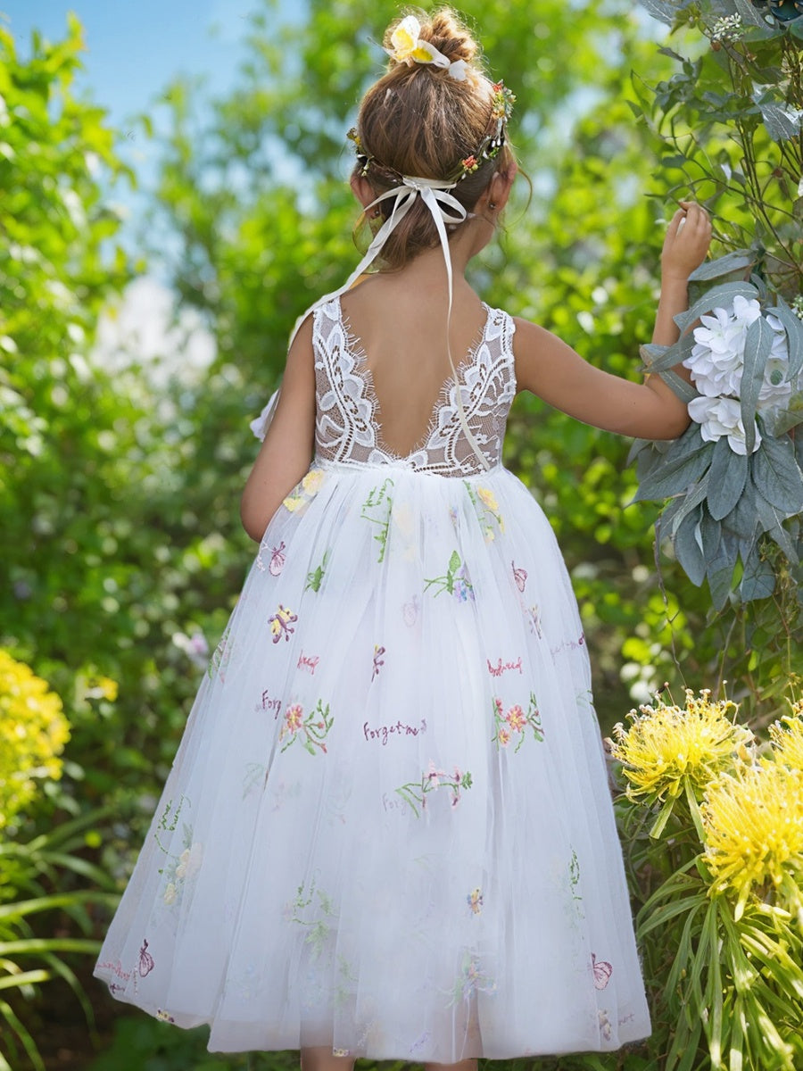Tulle Knee-length Lace Embroidery Dress