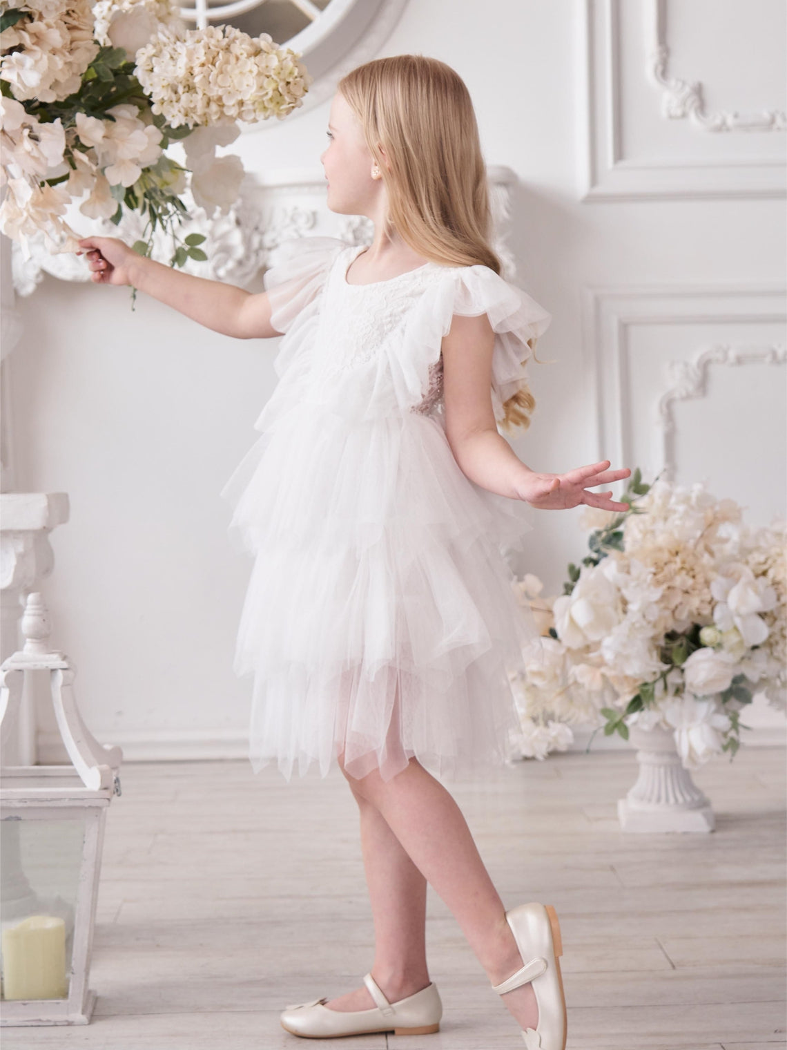 Lace Tulle Short/Mini Dress Ivory