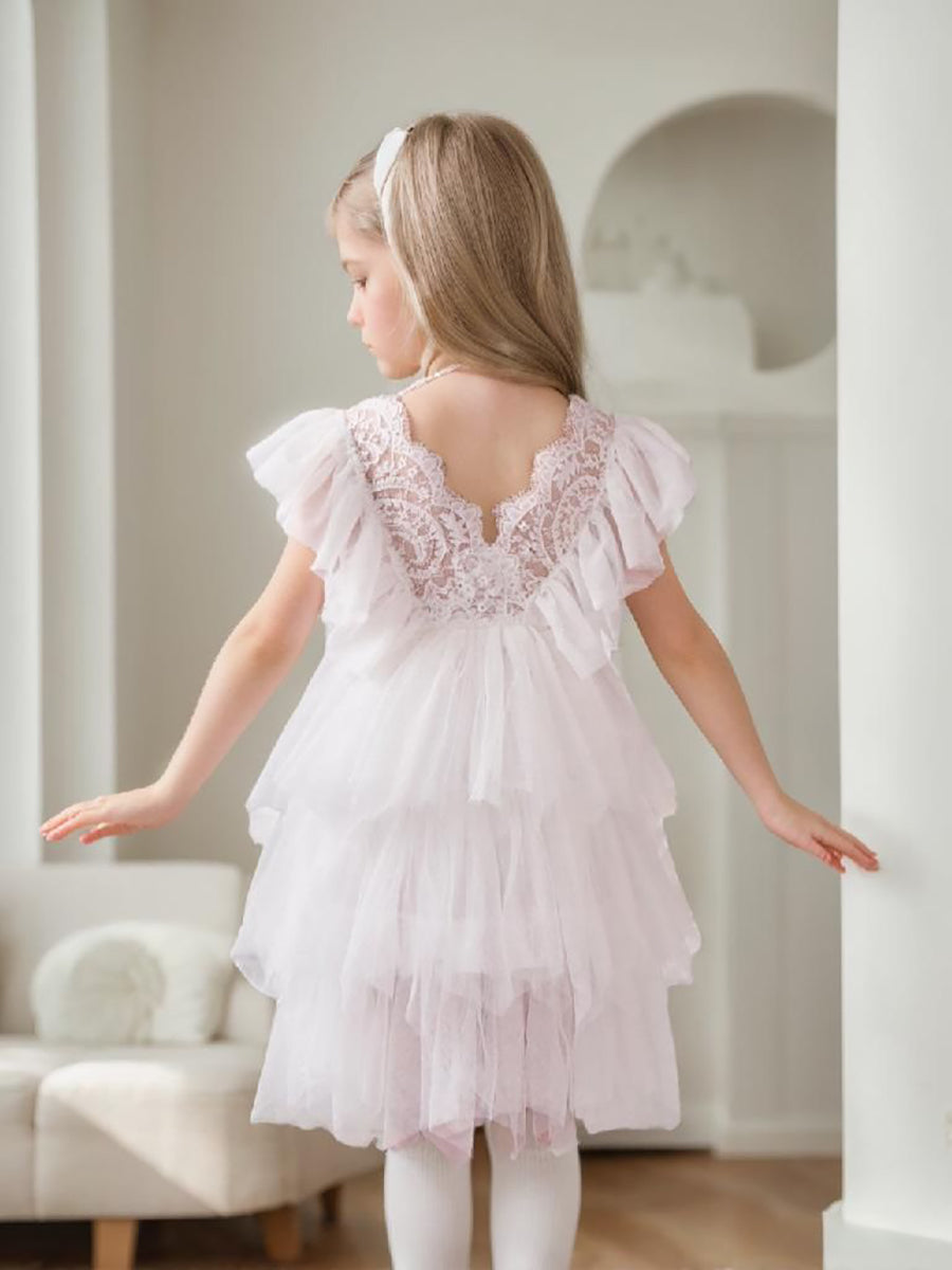 Lace Tulle Short/Mini Dress White