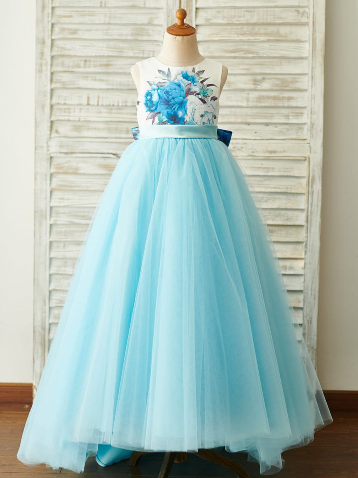 Ball-Gown/Princess Satin Tulle Floor-length Dress As Picture