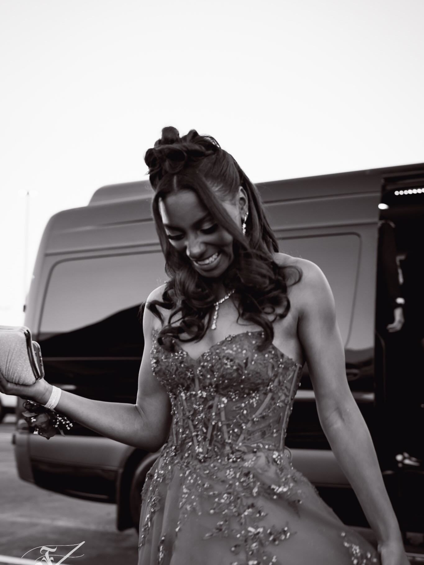 Red Sequin Beaded Strapless A-Line Prom Dress with 3D Floral Appliqué & High Slit