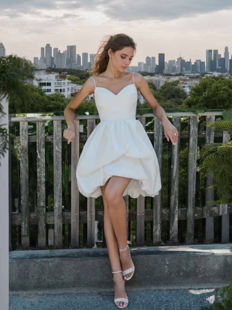 A-Line/Princess Sweetheart Sleeveless Mini Wedding Dress White