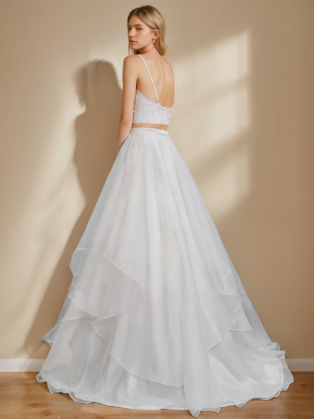 Floor-Length Long Wedding Dresses with Lace Ivory