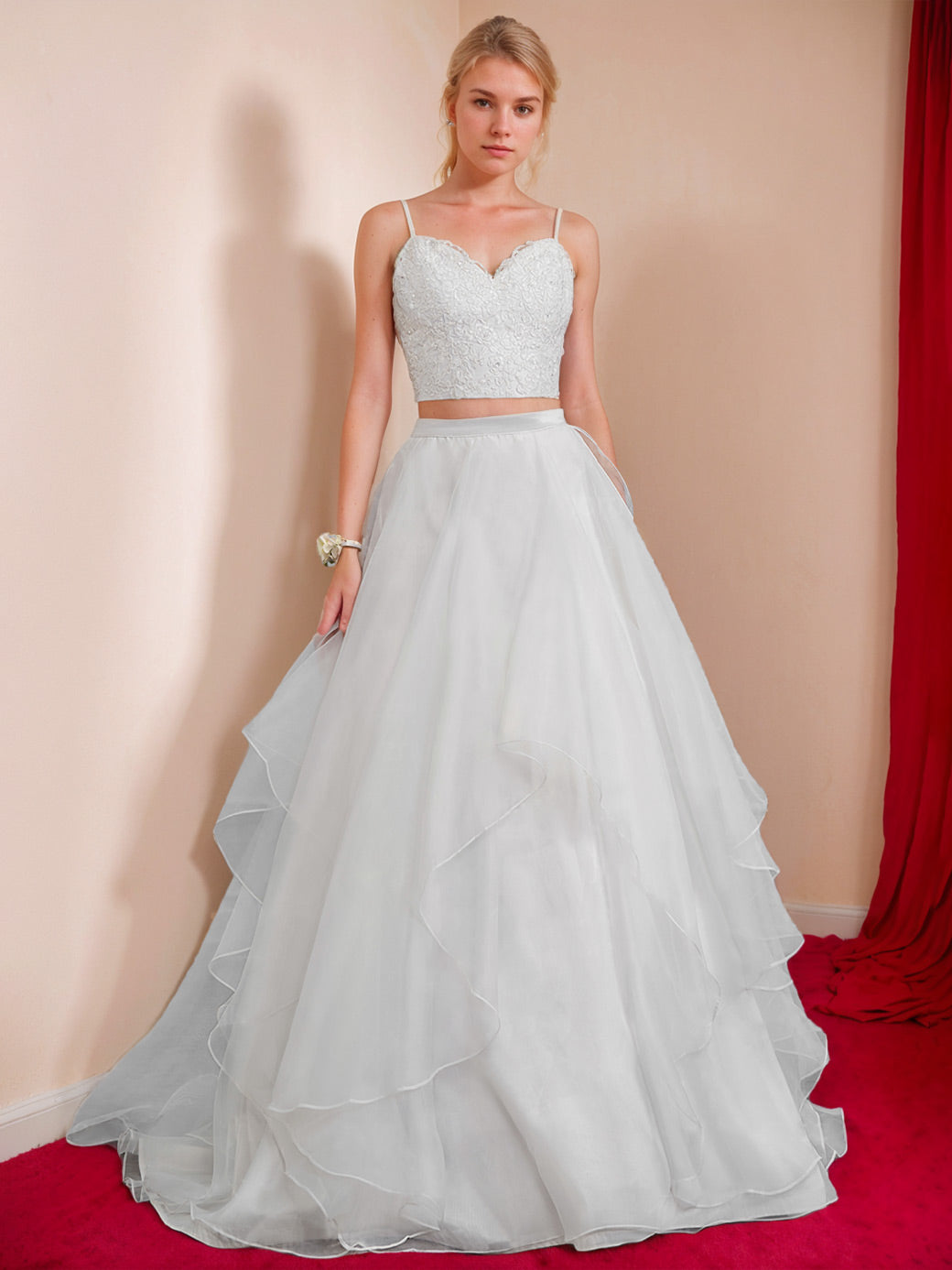 Floor-Length Long Wedding Dresses with Lace White