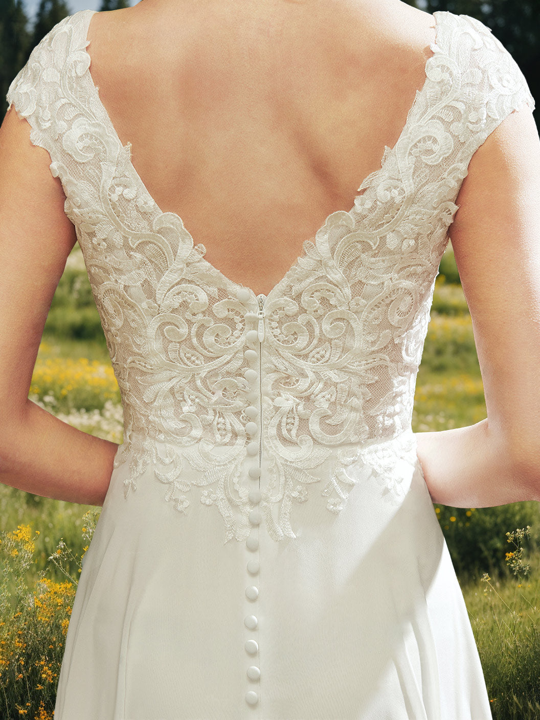 A-Line/Princess V-Neck Sleeveless Ankle-Length Wedding Dress with Appliques Champagne