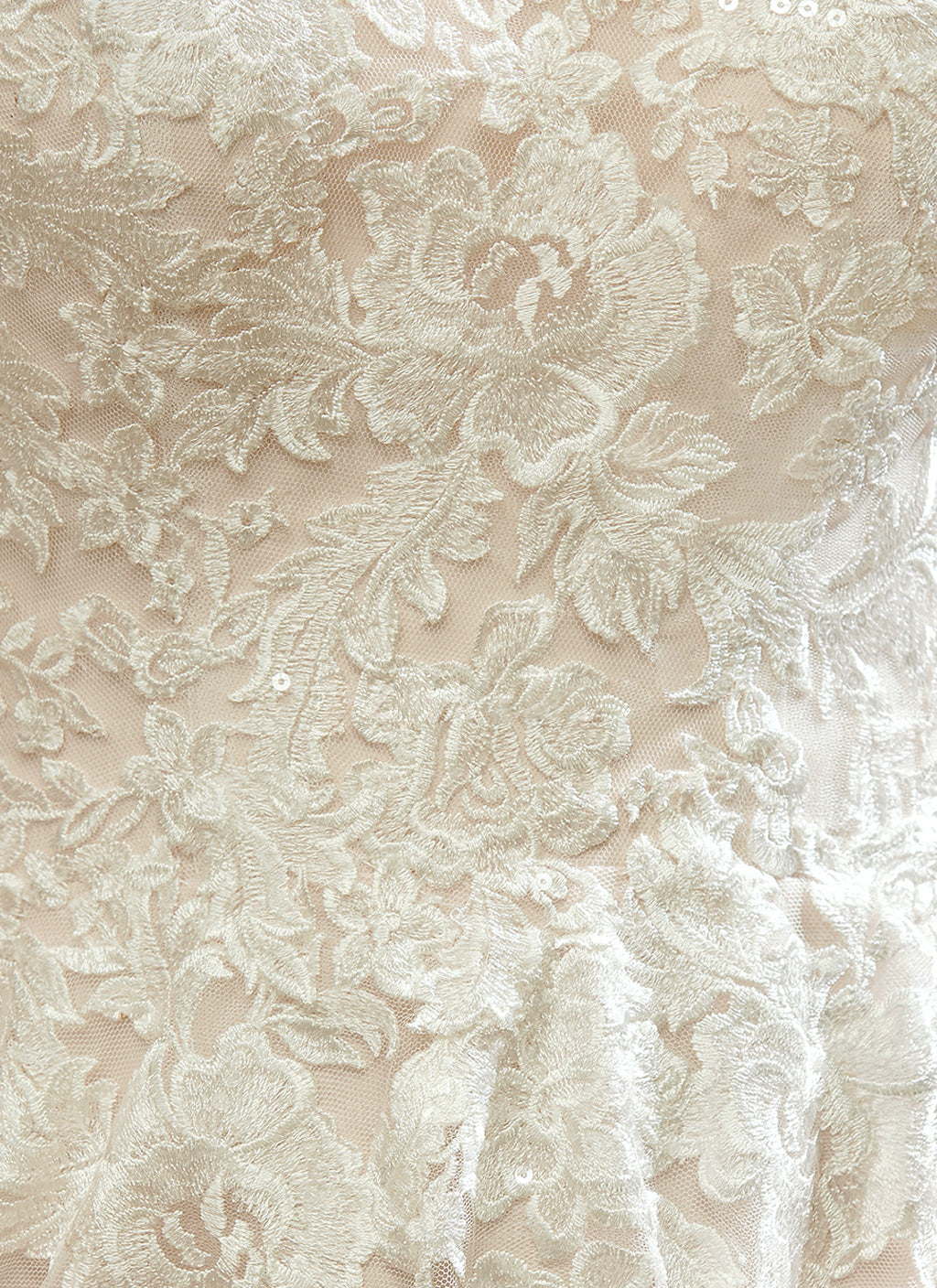 A Line/Princess V-Neck 3/4 Length Sleeves Floor-length Wedding Dress with Lace Embroidery Pink
