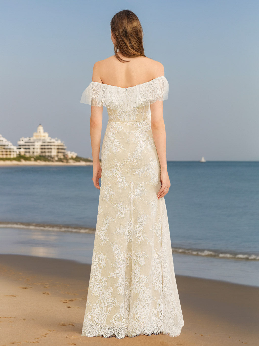A-Line/Princess Off-the-Shoulder Sweetheart Floor-Length Wedding Dress with Appliques White