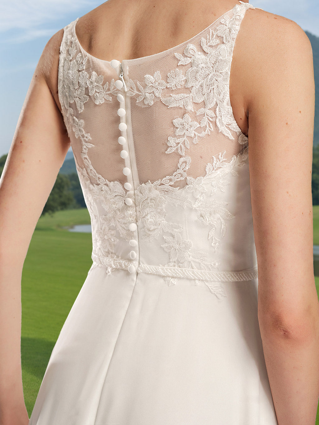 A-Line/Princess Scoop Neck Sleeveless Floor-length Wedding Dress with  Lace Appliques Pink