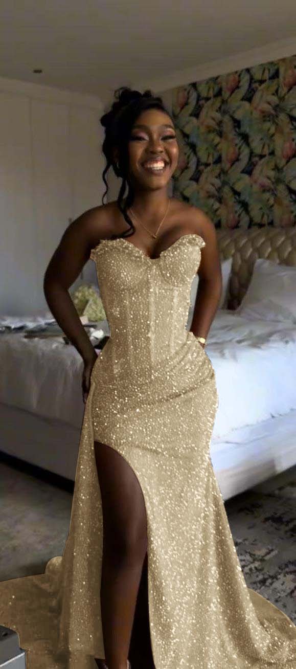 Sweetheart Sleeveless Long Mermaid Prom Dress With Split Sequin-LLELLA