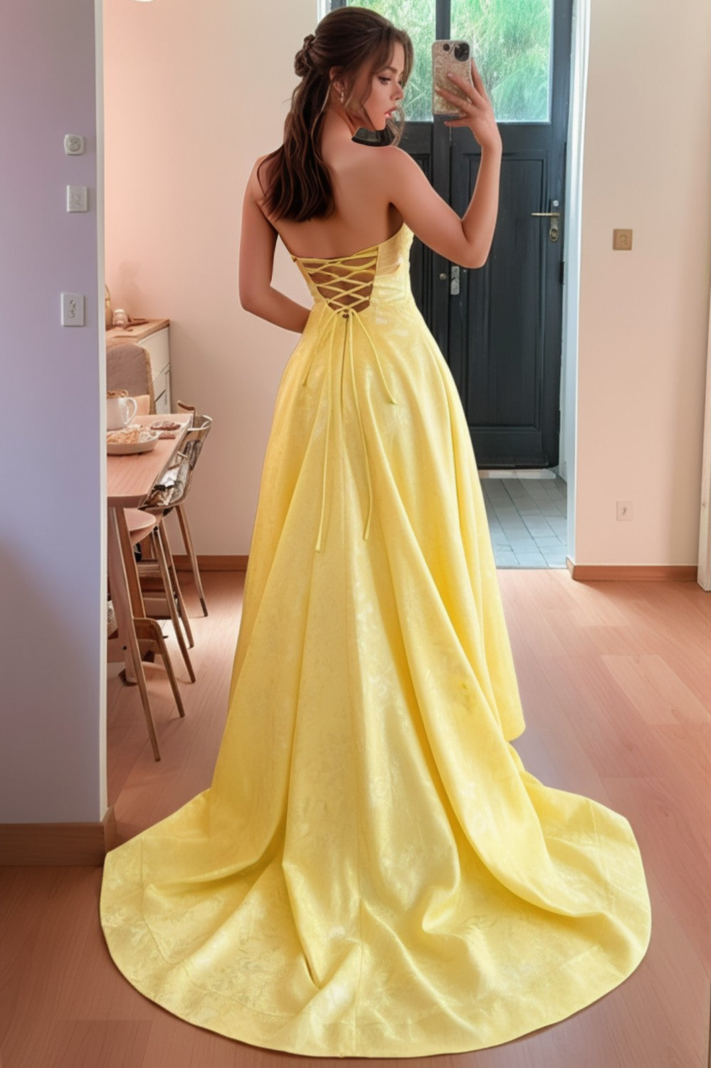Sweetheart Keyholes Long Prom Dress-LLELLA