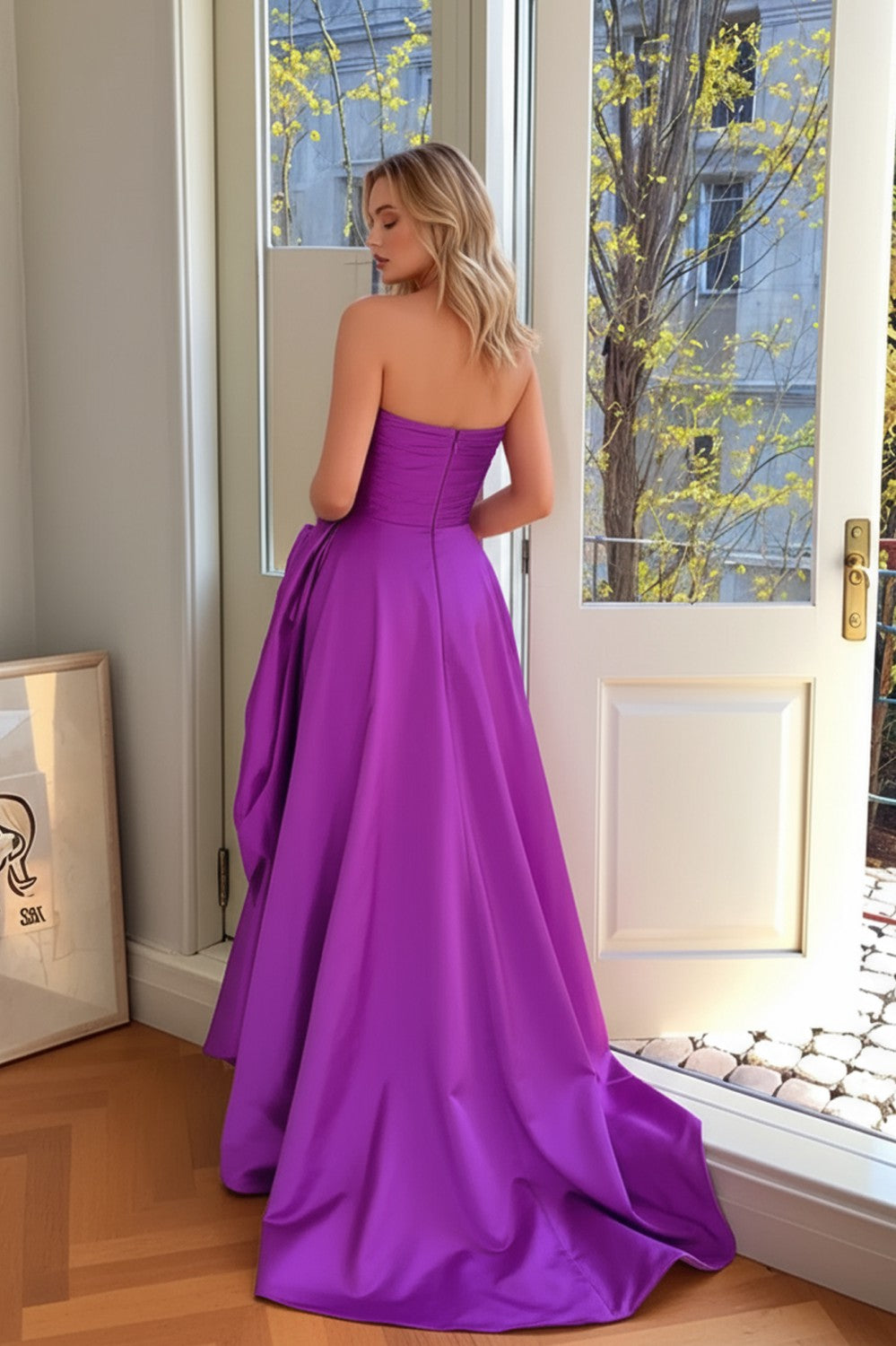 Sexy Purple Strapless Long Prom Dress-LLELLA