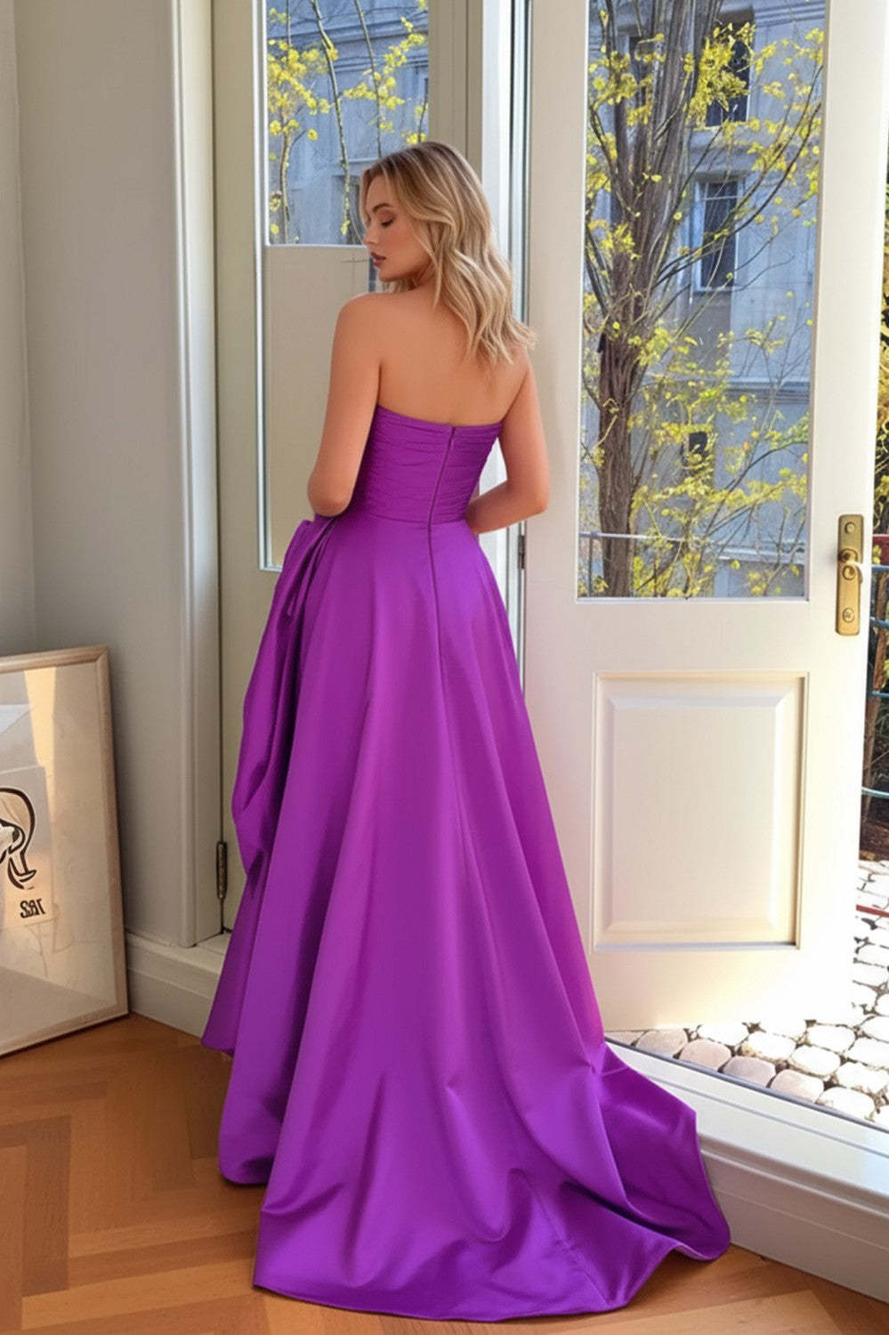 Sexy Purple Strapless Long Prom Dress-LLELLA