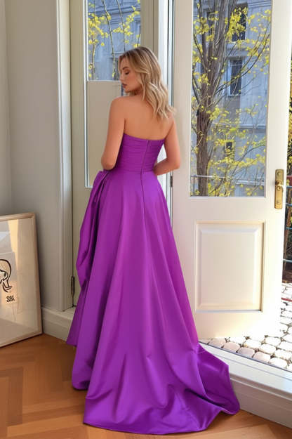 Sexy Purple Strapless Long Prom Dress-LLELLA