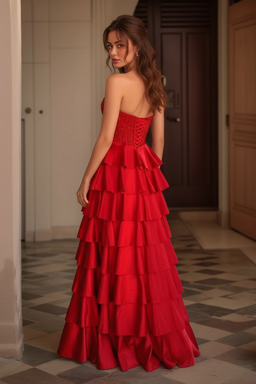 Sexy Satin A line Long Prom Dress With Side Slit-LLELLA