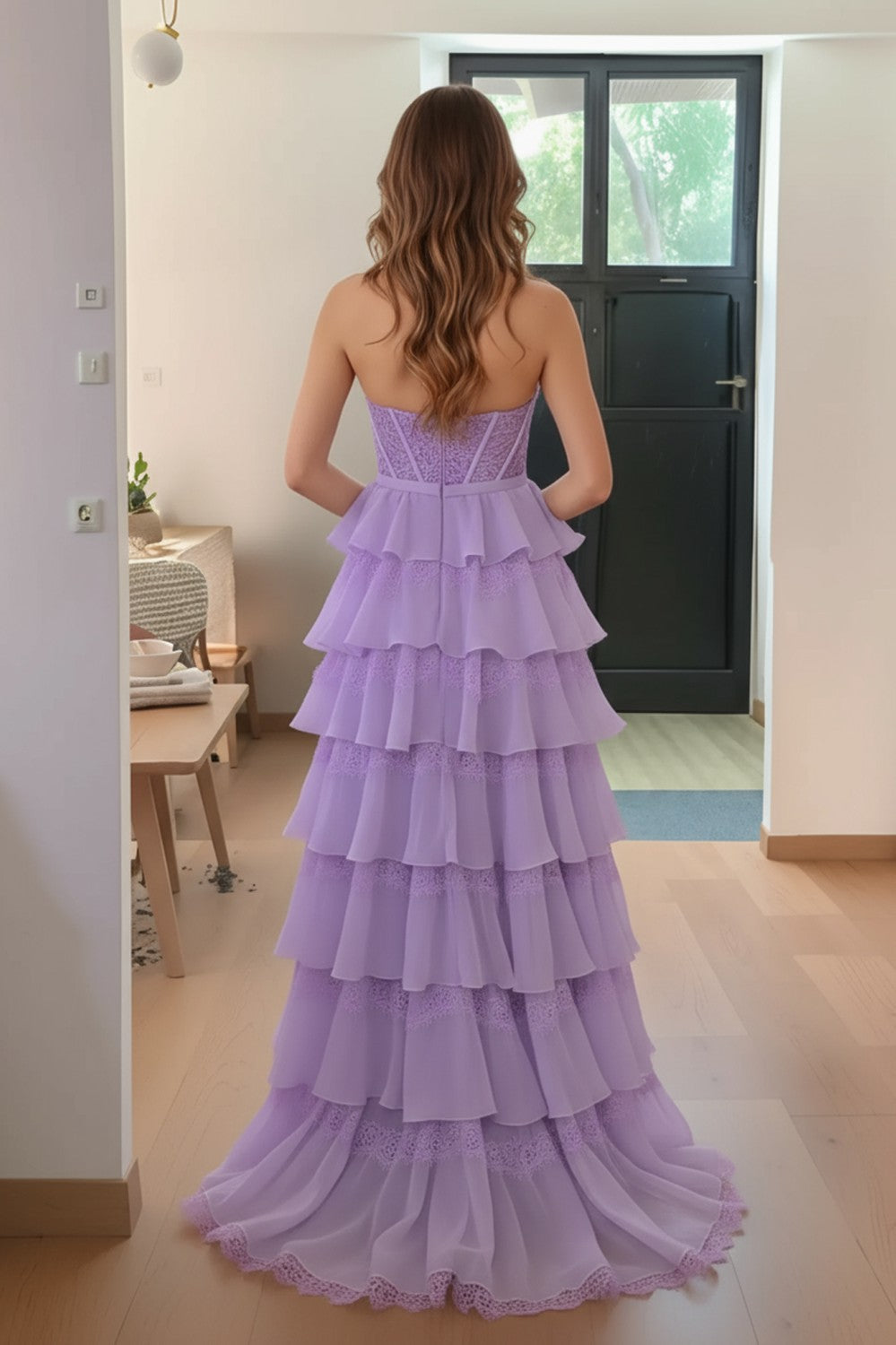 Sweetheart Sexy Tiered Long Prom Dress With Slit-LLELLA