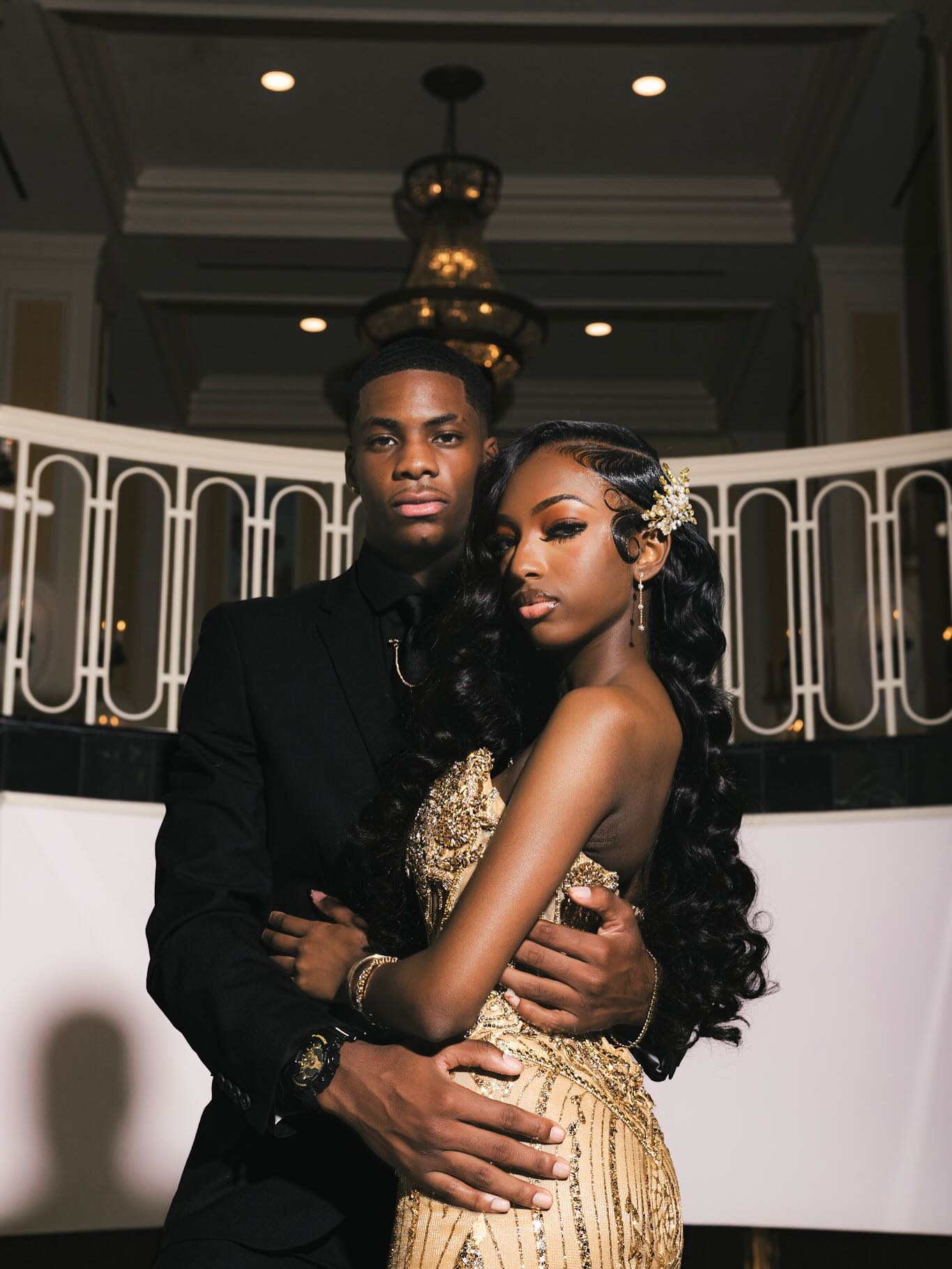 Champagne Gold Strapless Sweetheart Crystal Beaded Art Deco Mermaid Prom Dress with Sweep Train