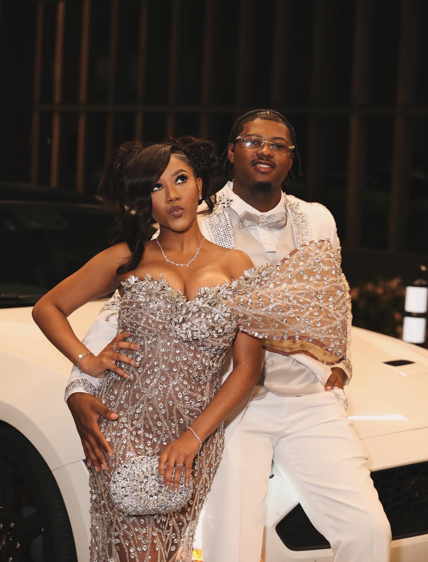 Silver Queen Crystal Beaded Off-Shoulder Mermaid Prom Dress