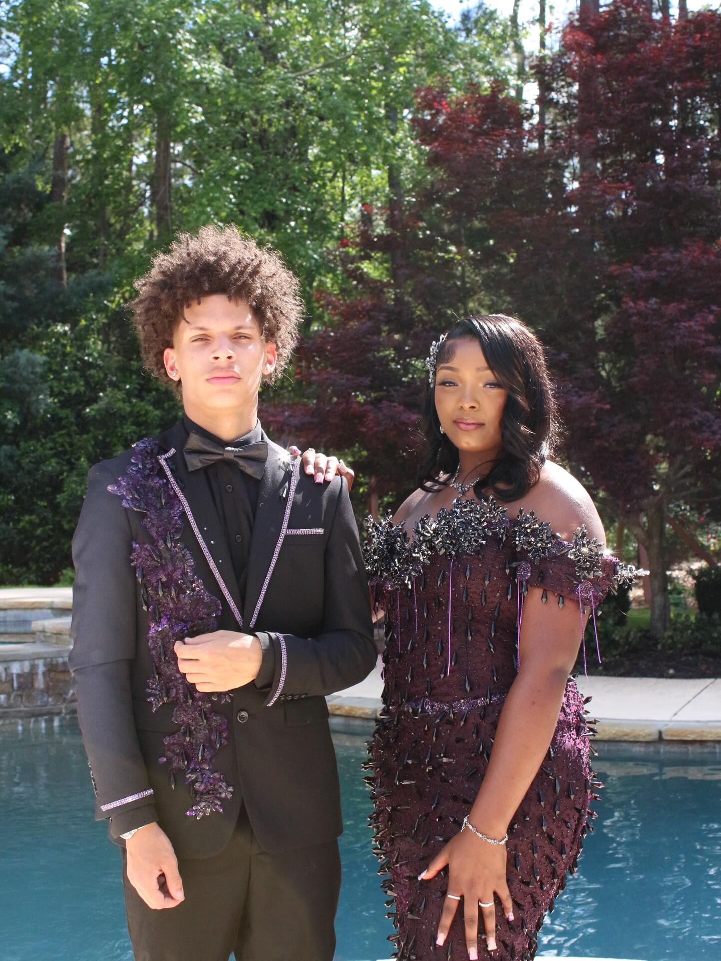Deep Purple Off-Shoulder Beaded Mermaid Prom Dress-LLELLA