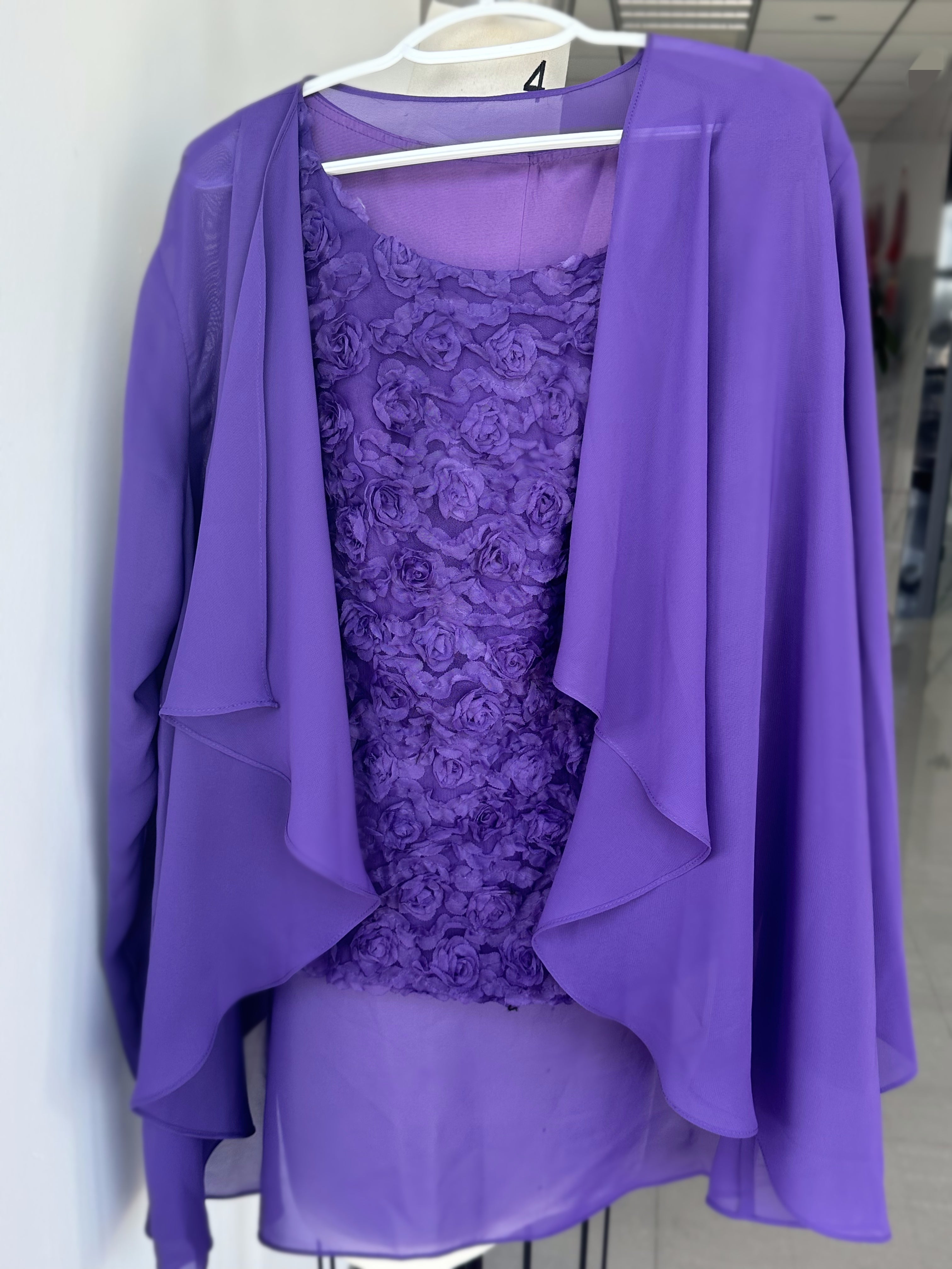 Long-Sleeve Chiffon Pantsuit with Jacket for the Mother of the Bride-LLELLA