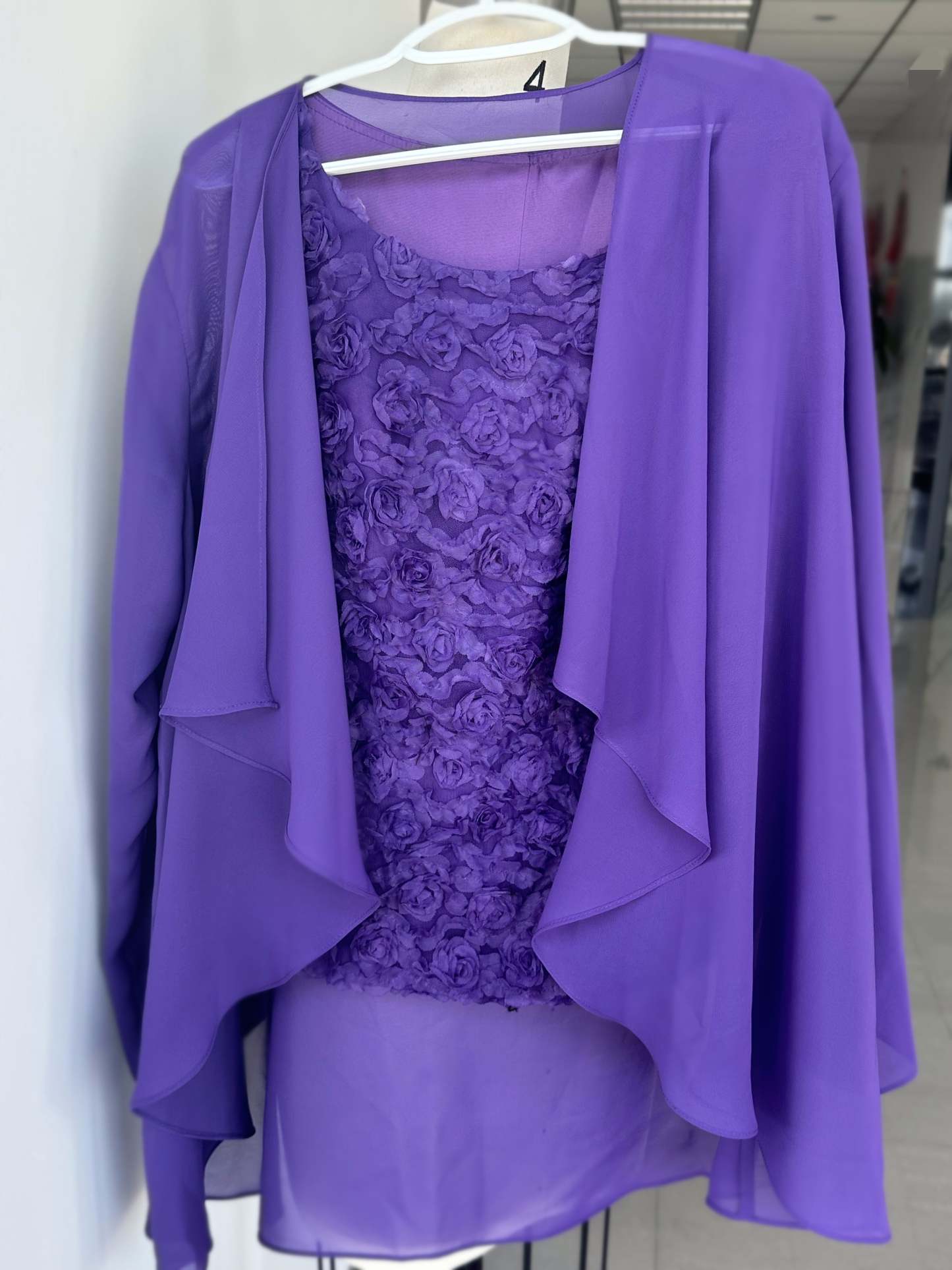 Long-Sleeve Chiffon Pantsuit with Jacket for the Mother of the Bride-LLELLA