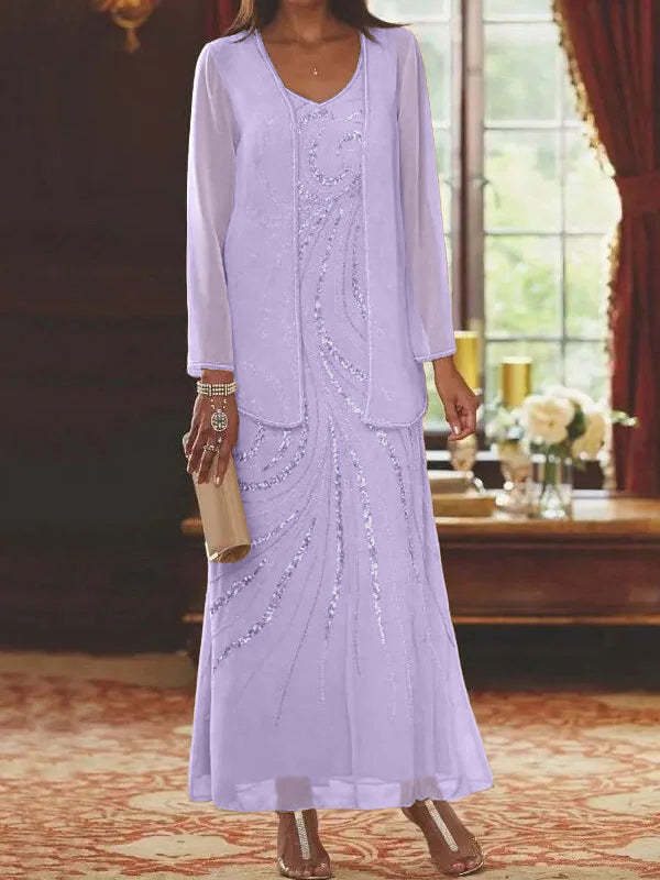 Jacketed Mother of the Bride & Groom Sheath/Column Dresses with Sequins-LLELLA