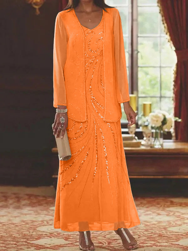 Jacketed Mother of the Bride & Groom Sheath/Column Dresses with Sequins-LLELLA