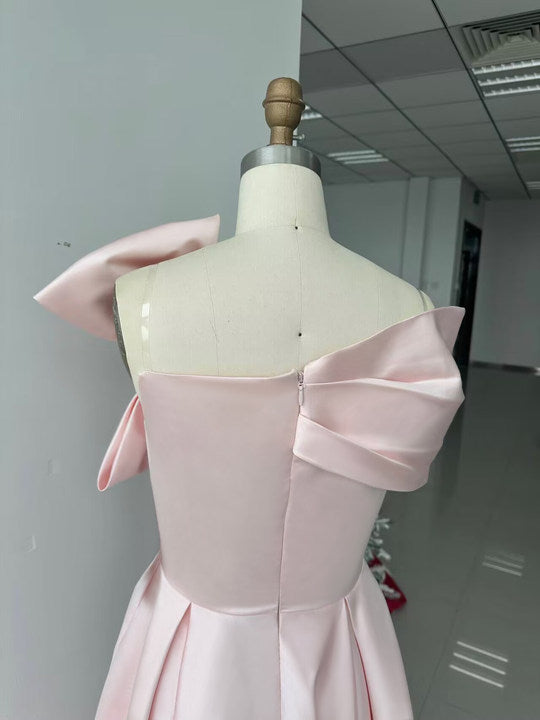 Off-the-Shoulder Sleeveless A-Line Princess Ankle-Length Mother of the Bride Dress with Bow(s)-LLELLA